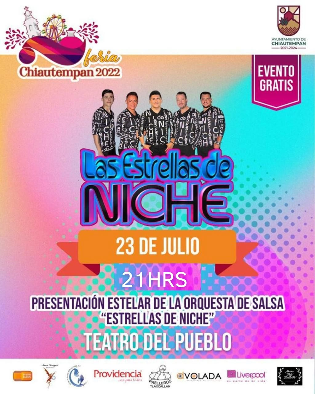 Noche de salsa en la Feria Chiautempan 2022 con el grupo `Las Estrellas de Niche`